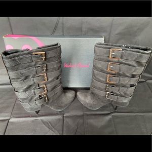 Michael Antonio Masado Black Suede Buckle Boots